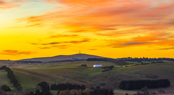 Winter Sunrise over the rural countryside with high cloud