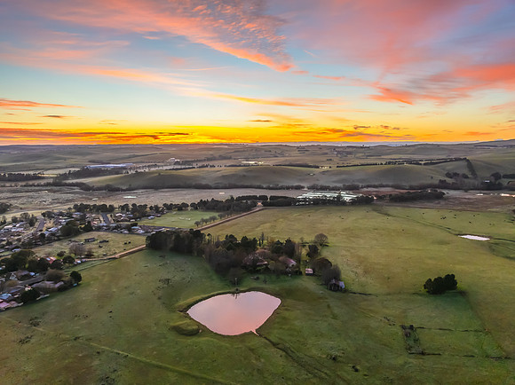 Winter Sunrise over the rural countryside with high cloud