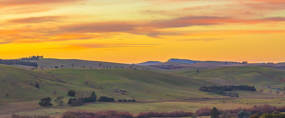 Winter Sunrise over the rural countryside with high cloud