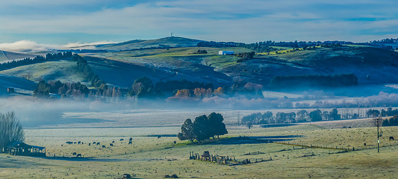 Fog and Frost Over the Countryside - A Winter Landscape