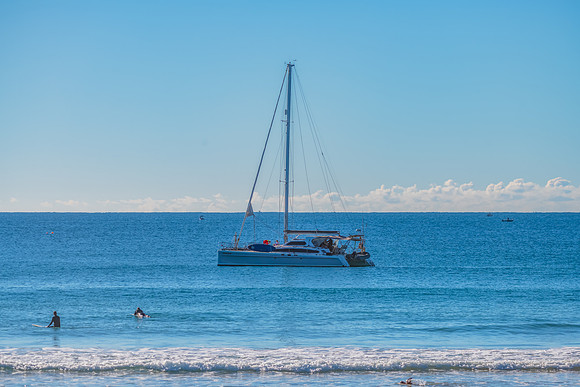 Calm Morning Sea Views and Boat at Palm Beach