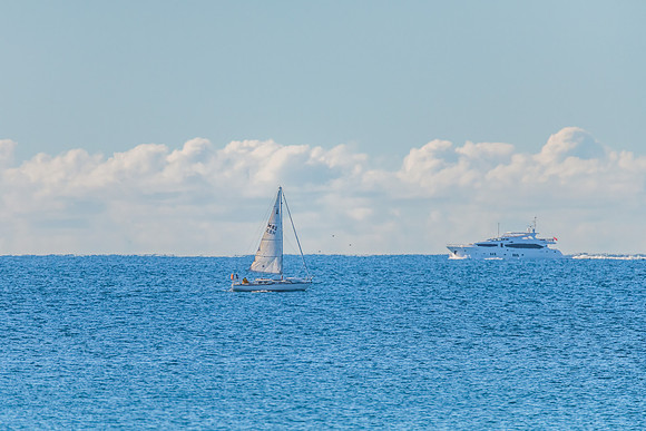 Calm Morning Sea Views and Boat at Palm Beach