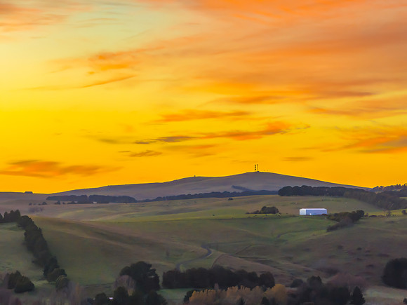 Winter Sunrise over the rural countryside with high cloud