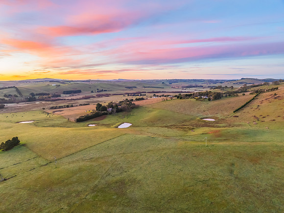 Winter Sunrise over the rural countryside with high cloud