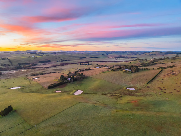 Winter Sunrise over the rural countryside with high cloud