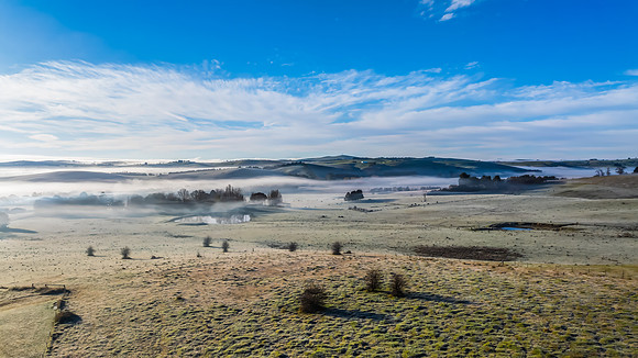 Fog and Frost Over the Countryside - A Winter Landscape