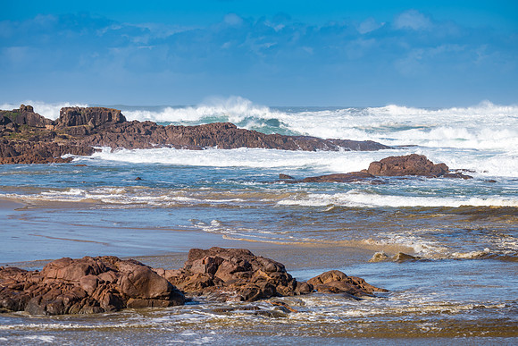 Turbulent and discoloured sea water - A wild day at the seaside