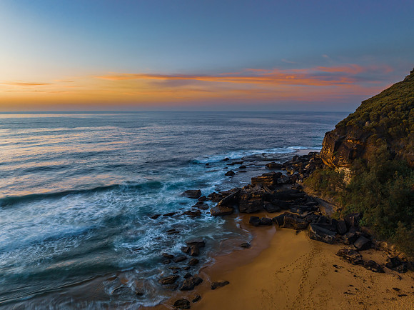 Soft hazy sunrise seascape