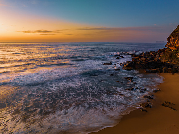 Soft hazy sunrise seascape