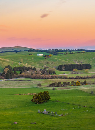 Sunset views over the rural farmland in the Springtime