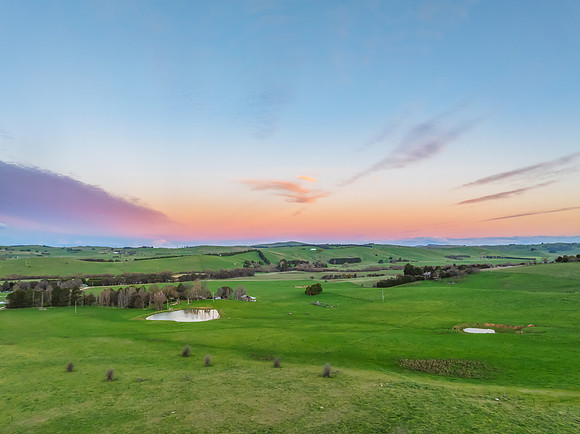 Sunset views over the rural farmland in the Springtime