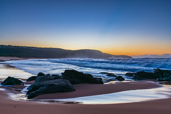 Sunrise and Waves - Surf's up at the seaside