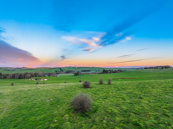 Sunset views over the rural farmland in the Springtime