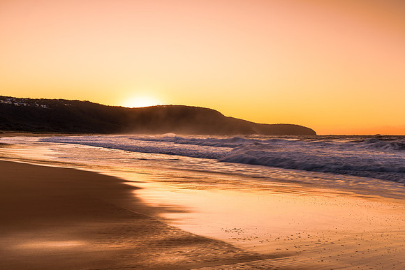 Sunrise and Waves - Surf's up at the seaside