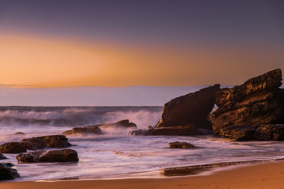 Sunrise and Waves - Surf's up at the seaside