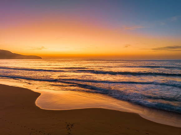 Soft hazy sunrise seascape