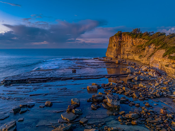 Sunrise sea views and rocky inlet
