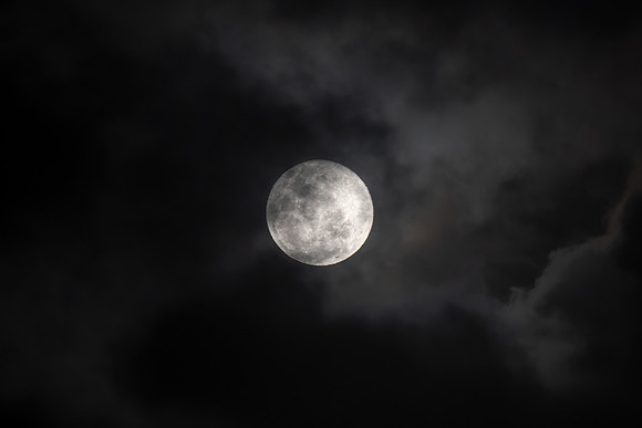 Cloud‑Covered Night Sky and the Full Moon