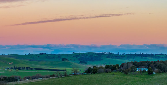 Sunset views over the rural farmland in the Springtime