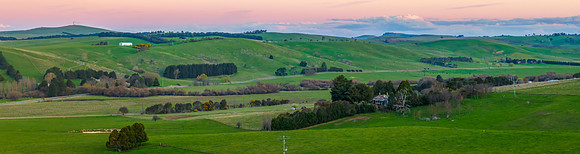 Sunset views over the rural farmland in the Springtime