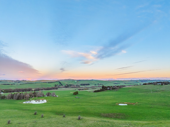 Sunset views over the rural farmland in the Springtime