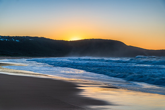 Sunrise and Waves - Surf's up at the seaside