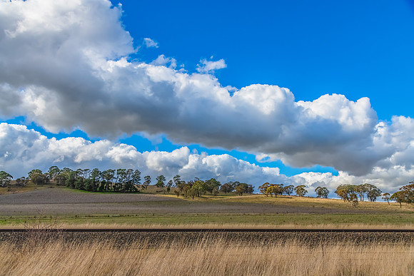 Clouds and a Winter sky over rural land