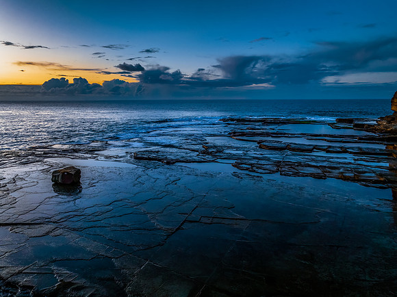 Sunrise sea views and rocky inlet