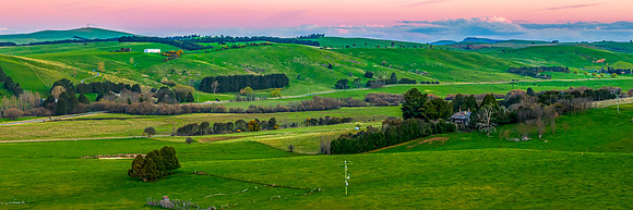 Sunset views over the rural farmland in the Springtime