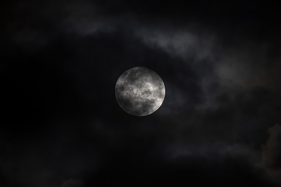Cloud‑Covered Night Sky and the Full Moon