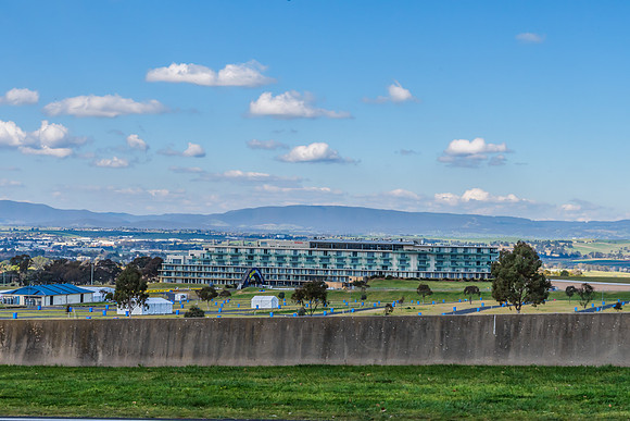 Scenic views across Mount Panorama and the Bathurst racing circu