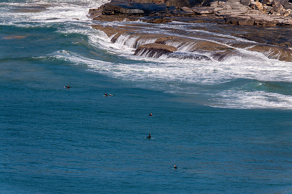 Waves washing on the rocks at Whale Beach