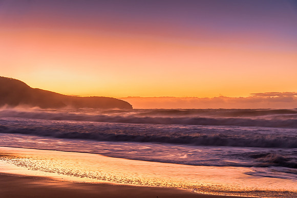 Sunrise and Waves - Surf's up at the seaside