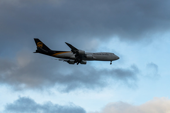 N607UP - Boeing 747-8F - UPS Aircraft in the cloudy sky