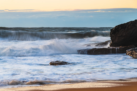 Sunrise and Waves - Surf's up at the seaside