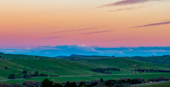 Sunset views over the rural farmland in the Springtime