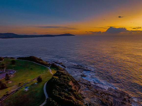 Sunrise sea views and rocky inlet