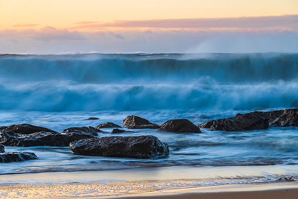 Sunrise and Waves - Surf's up at the seaside