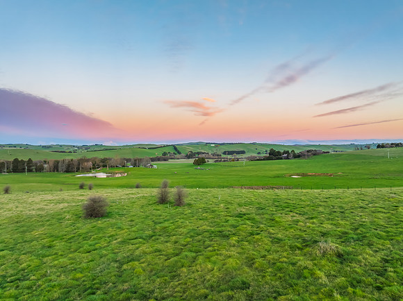 Sunset views over the rural farmland in the Springtime