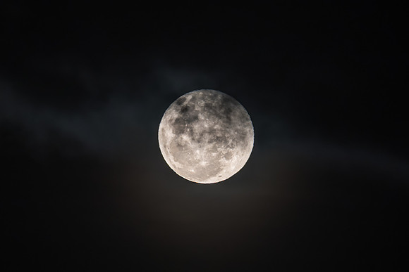 Cloud‑Covered Night Sky and the Full Moon