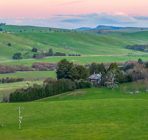 Sunset views over the rural farmland in the Springtime