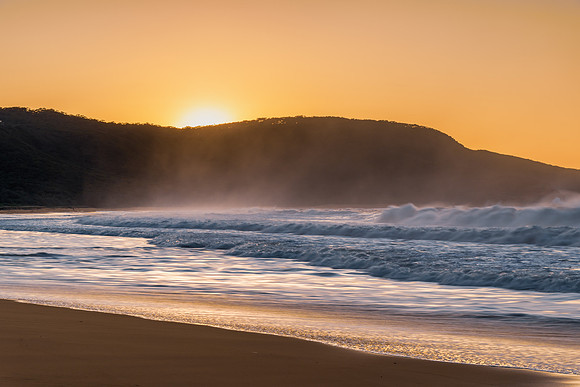 Sunrise and Waves - Surf's up at the seaside
