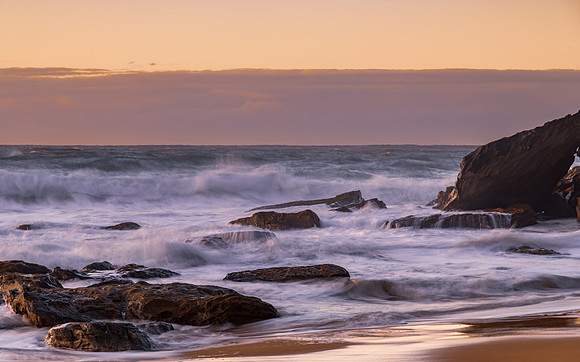 Sunrise and Waves - Surf's up at the seaside