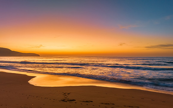 Soft hazy sunrise seascape