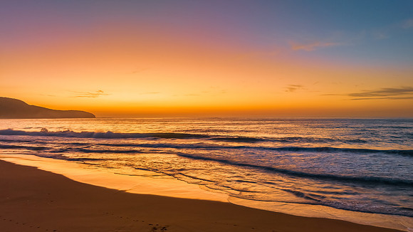 Soft hazy sunrise seascape