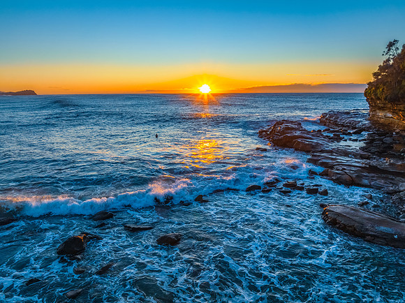 Winter Sunrise and Surfs Up