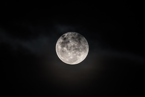Cloud‑Covered Night Sky and the Full Moon
