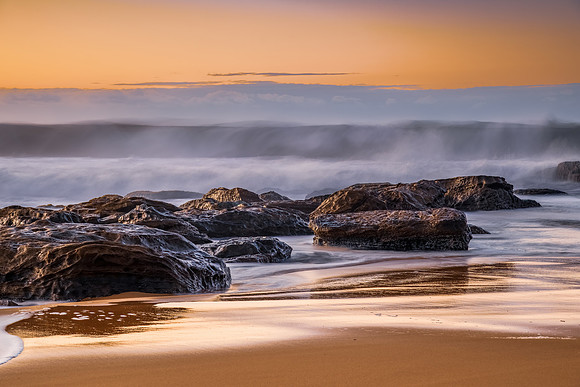 Sunrise and Waves - Surf's up at the seaside