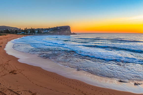 Sunrise at the Seaside with an Orange Horizon