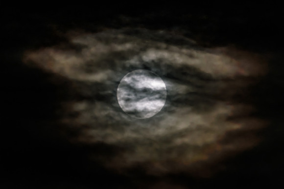Full Moon Veiled by Cloud Cover